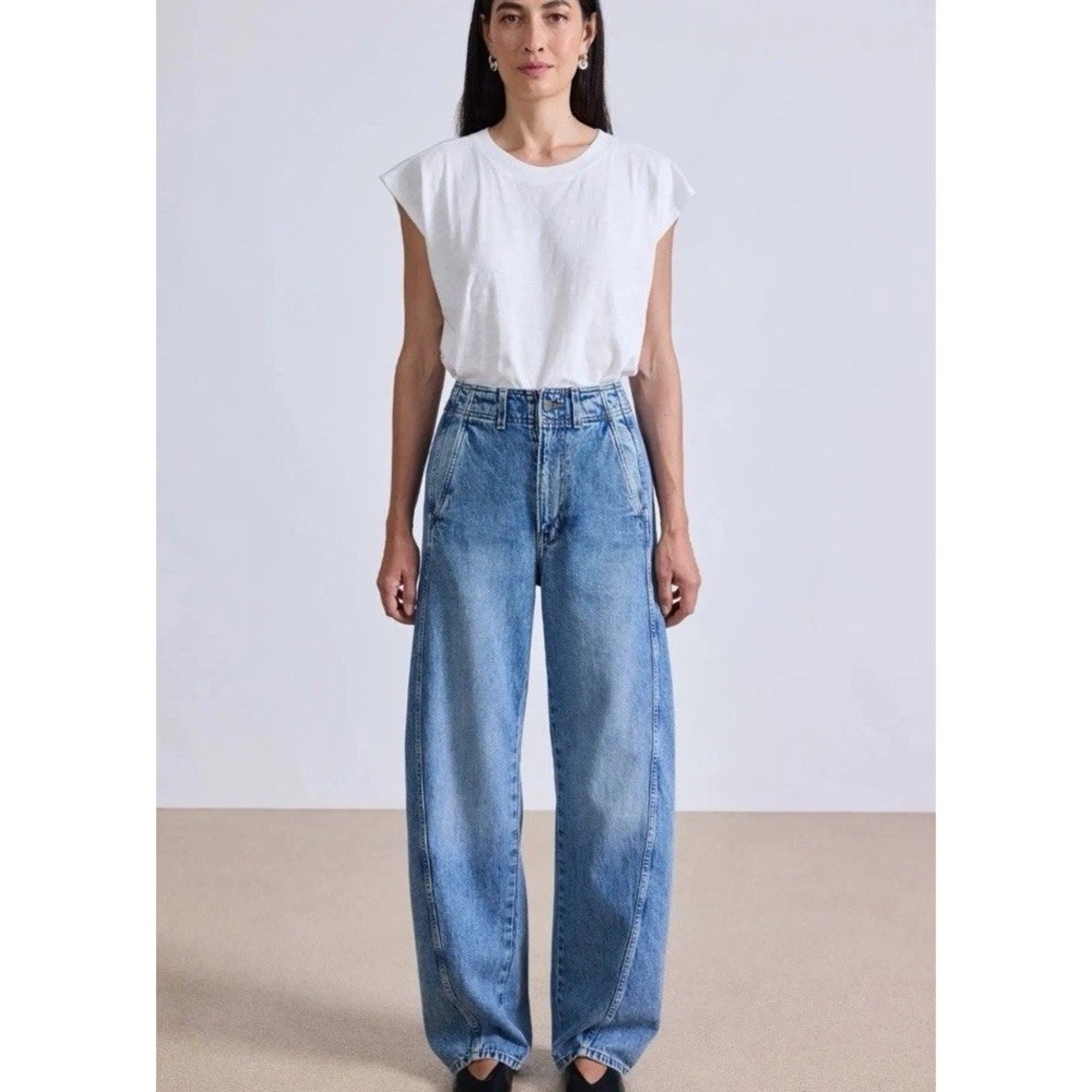 Apiece Apart High-Rise Wide-Leg Jeans in Light Blue